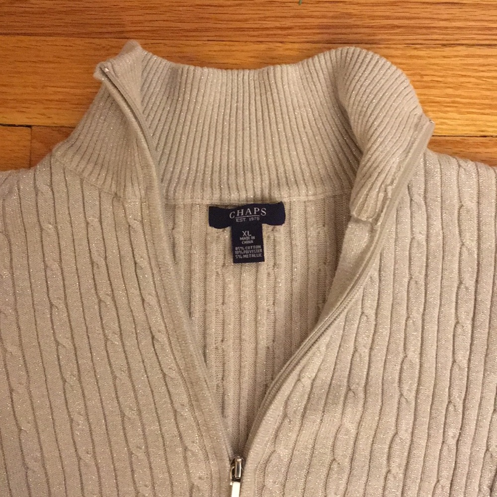 🔵 2/$22❗️Chaps Glitter Knit Full Zip Women’s Sweater - Picture 5 of 6